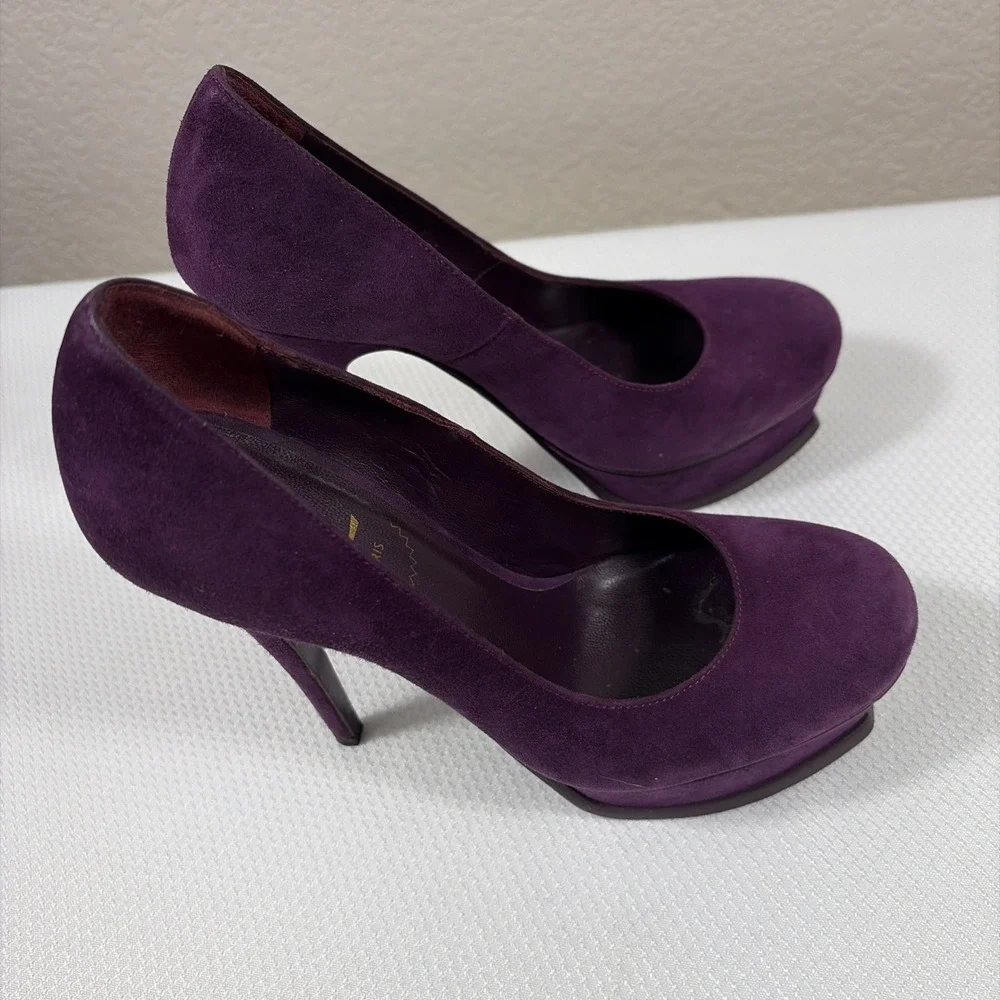 YVES SAINT LAURENT Tribute Two Suede Platform Pumps SZ 36 - Picture 3 of 10